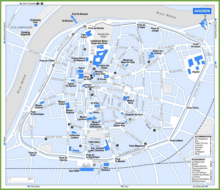 Avignon travel map