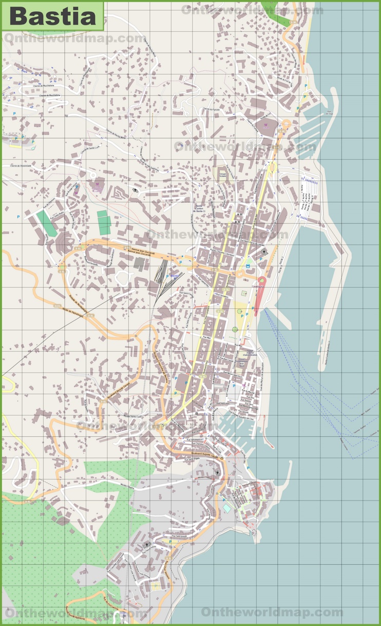 Detailed map of Bastia