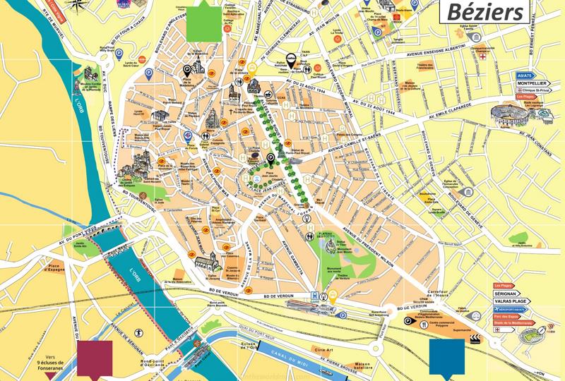 Béziers Tourist Map