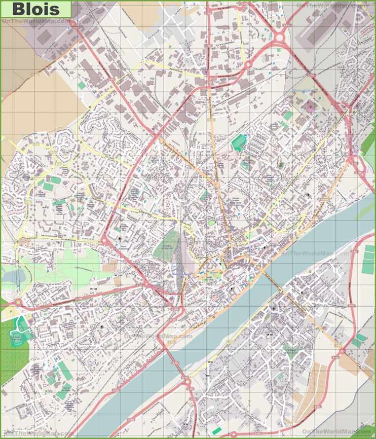 Large detailed map of Blois