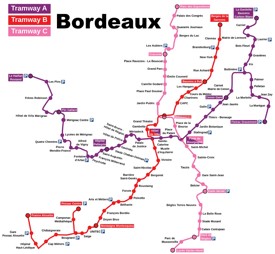 Bordeaux tramway map