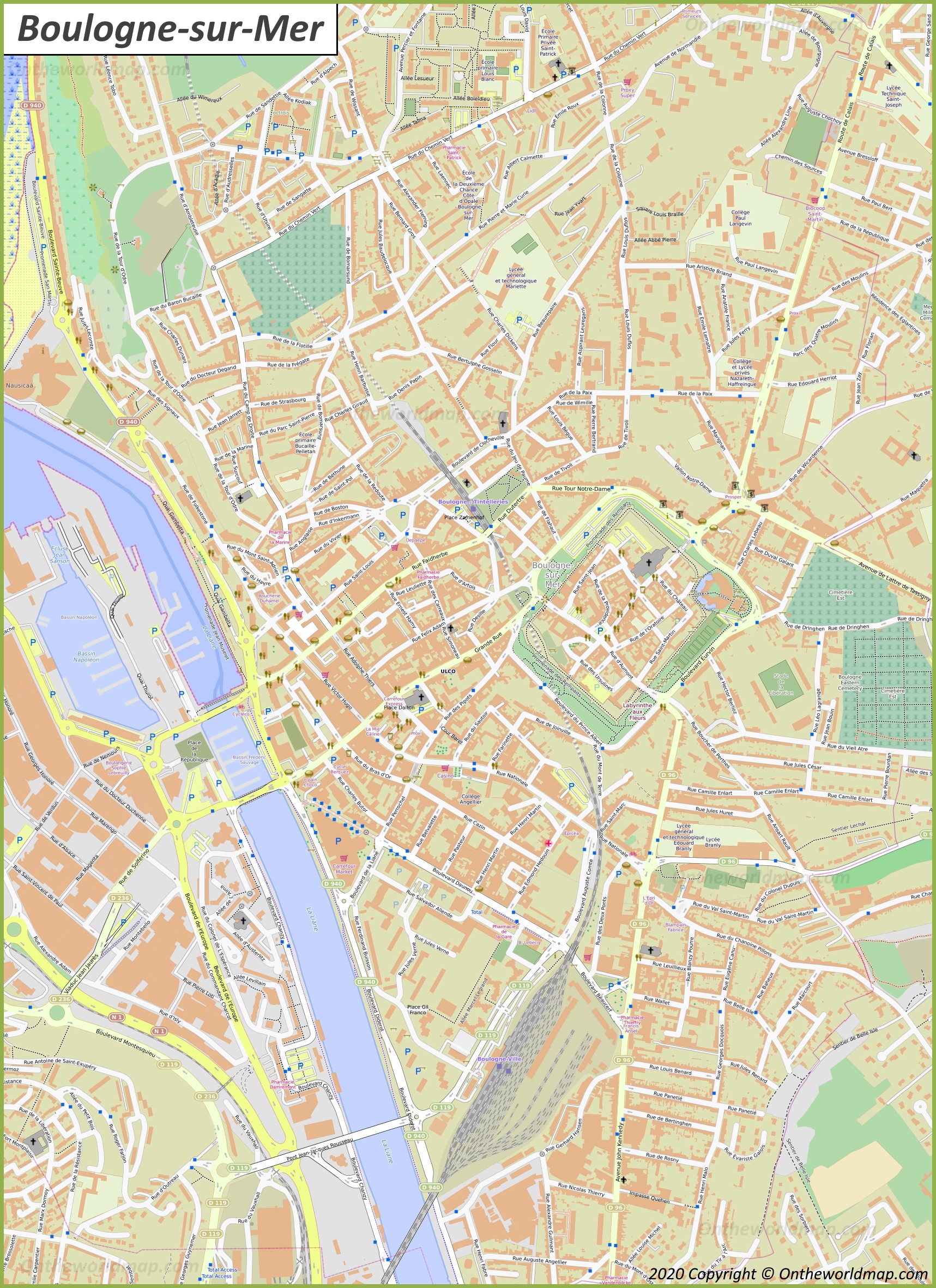 Detailed Map Of Boulogne Sur Mer 