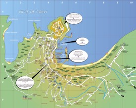 Calvi hotels and sightseeings map