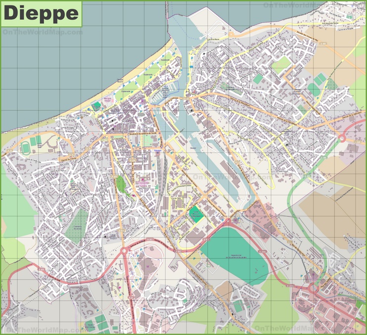 Large detailed map of Dieppe