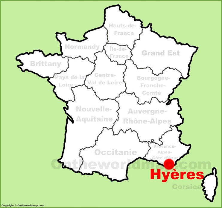 Hyères location on the France map