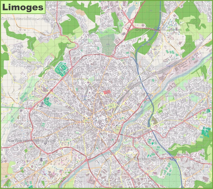 Large detailed map of Limoges