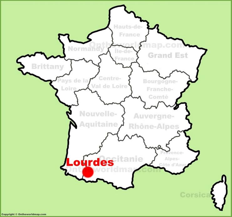 Lourdes location on the France map