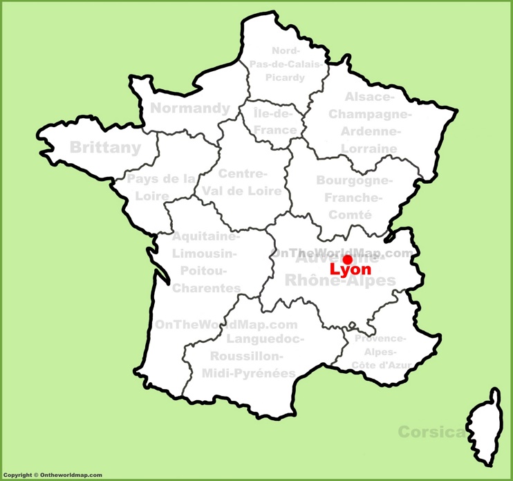 Lyon location on the France map
