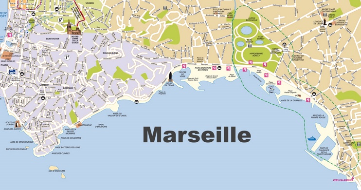 Marseille beaches map