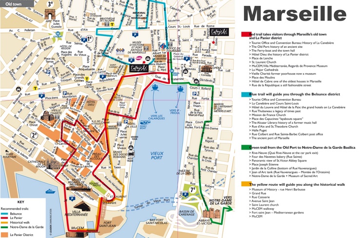 Marseille tourist attractions map