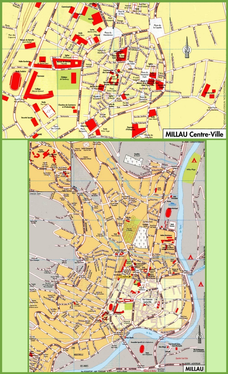 Millau tourist map