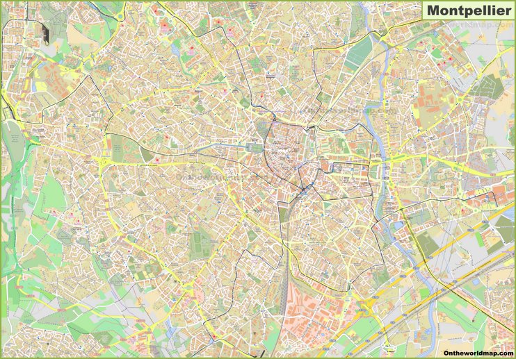 Large detailed map of Montpellier