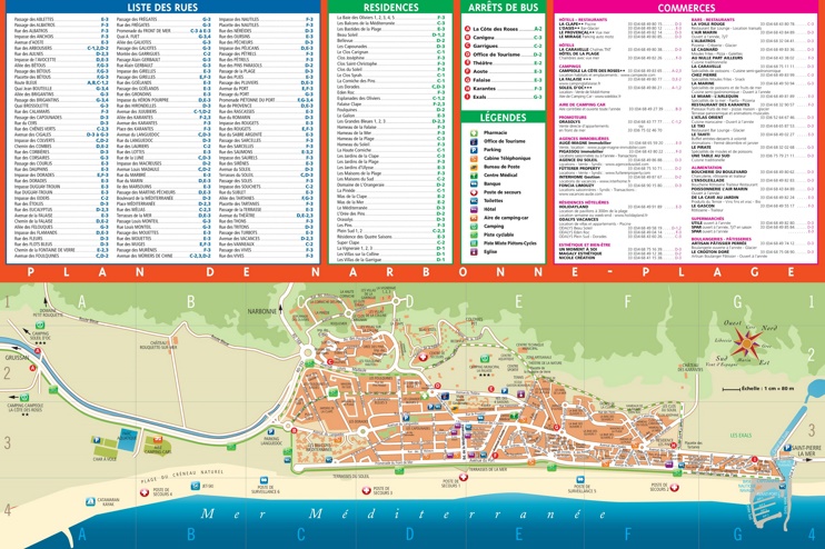 Narbonne beach map