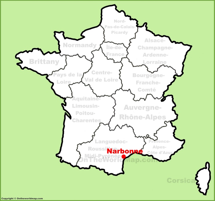 Narbonne location on the France map
