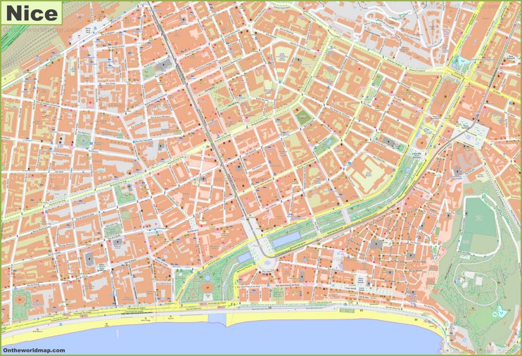 Detailed map of Nice City Centre