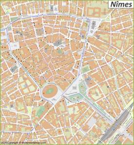 Nîmes City Centre Map