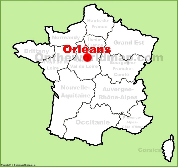 Orléans location on the France map