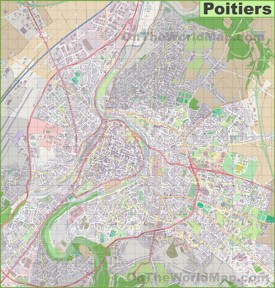 Large detailed map of Poitiers