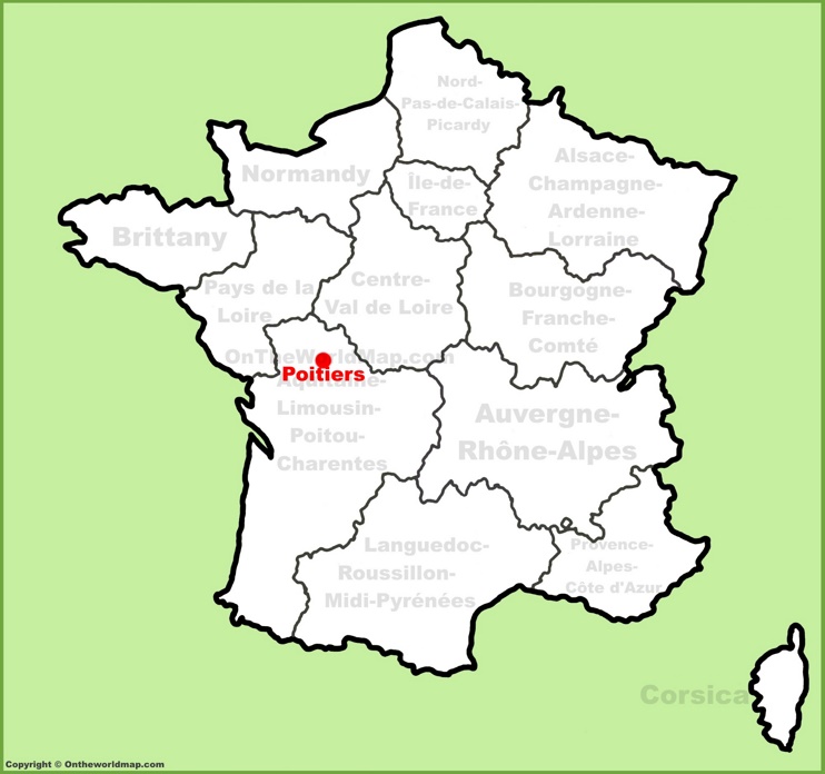 Poitiers location on the France map