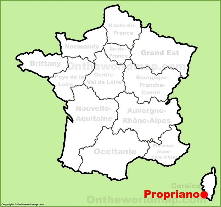 Propriano location on the France map
