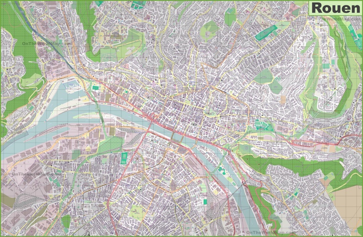 Large detailed map of Rouen