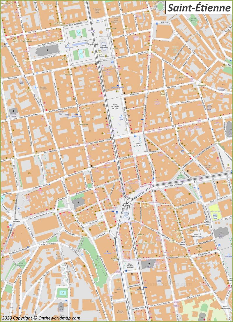 Saint-Étienne City Centre Map