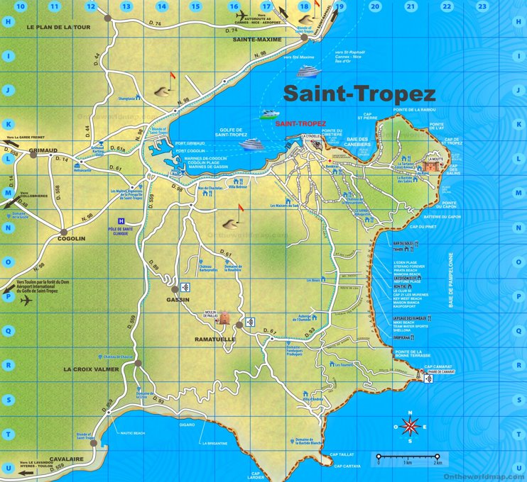 Tourist map of surroundings of Saint-Tropez