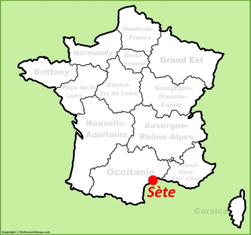 Sète location on the France map