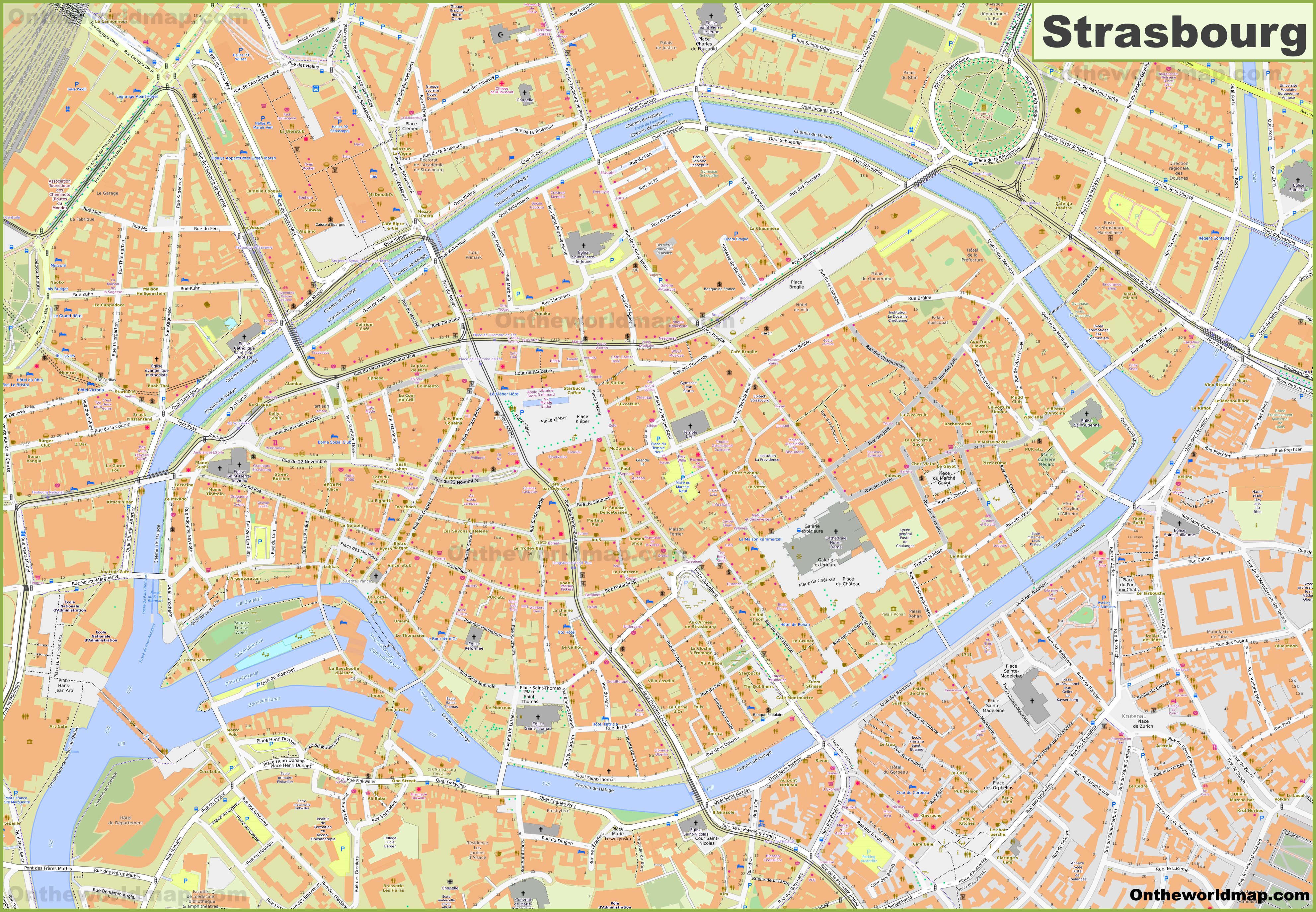 Detailed map of Strasbourg City Center