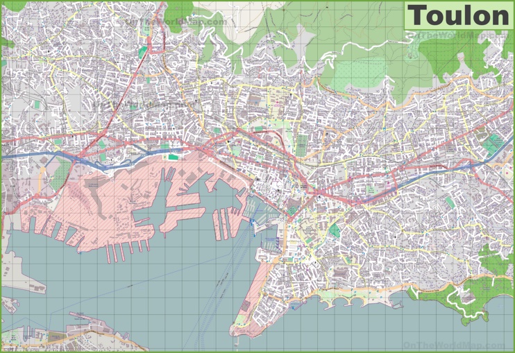 Large detailed map of Toulon