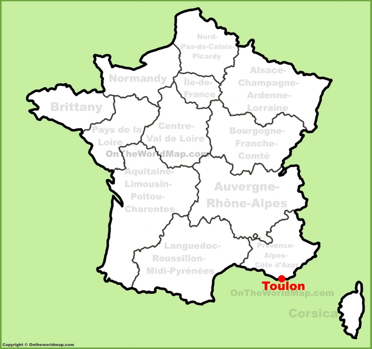 Toulon location on the France map