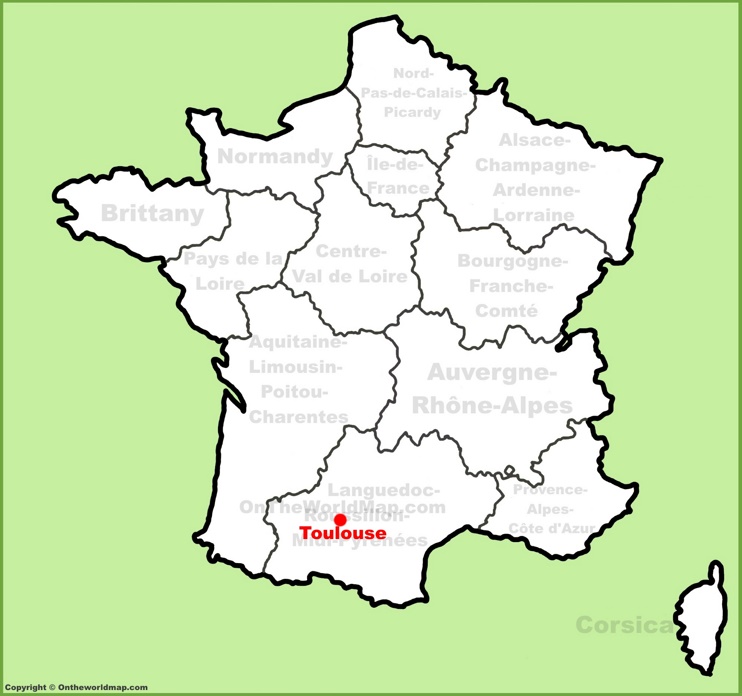 Toulouse location on the France map