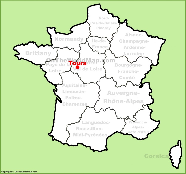 Tours location on the France map