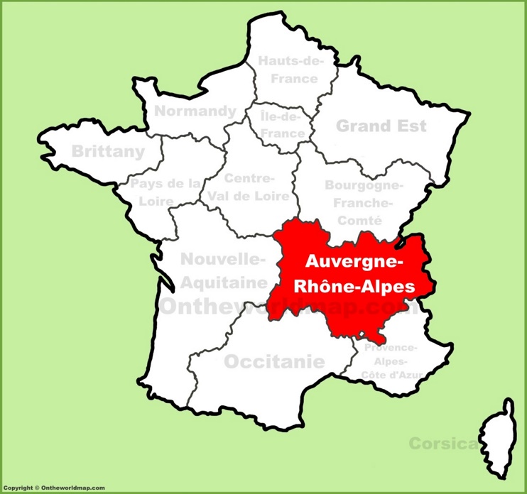 Auvergne-Rhône-Alpes location on the France map
