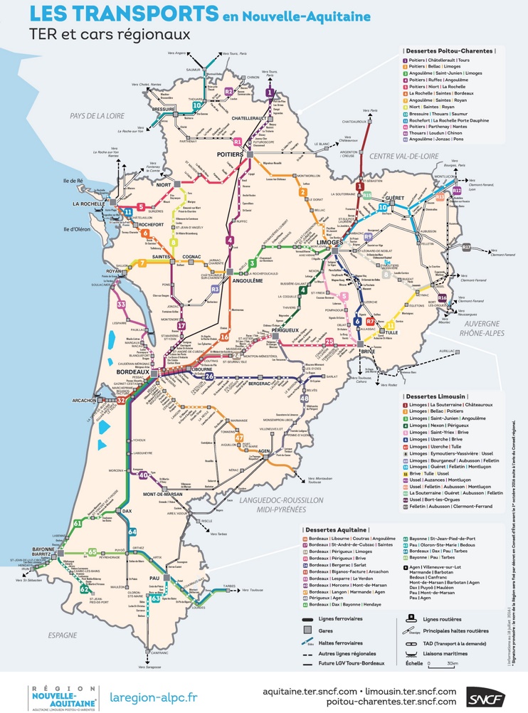 Nouvelle-Aquitaine rail map