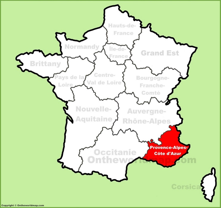 Provence-Alpes-Côte d'Azur location on the France map