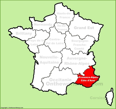 Provence-Alpes-Côte d'Azur Location Map
