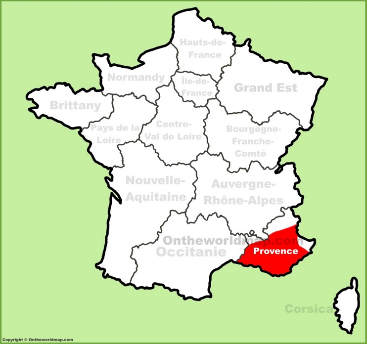 Provence location on the France map