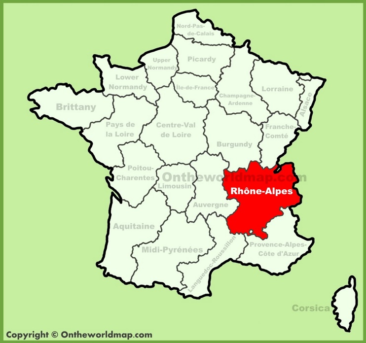 Rhône-Alpes location on the France map