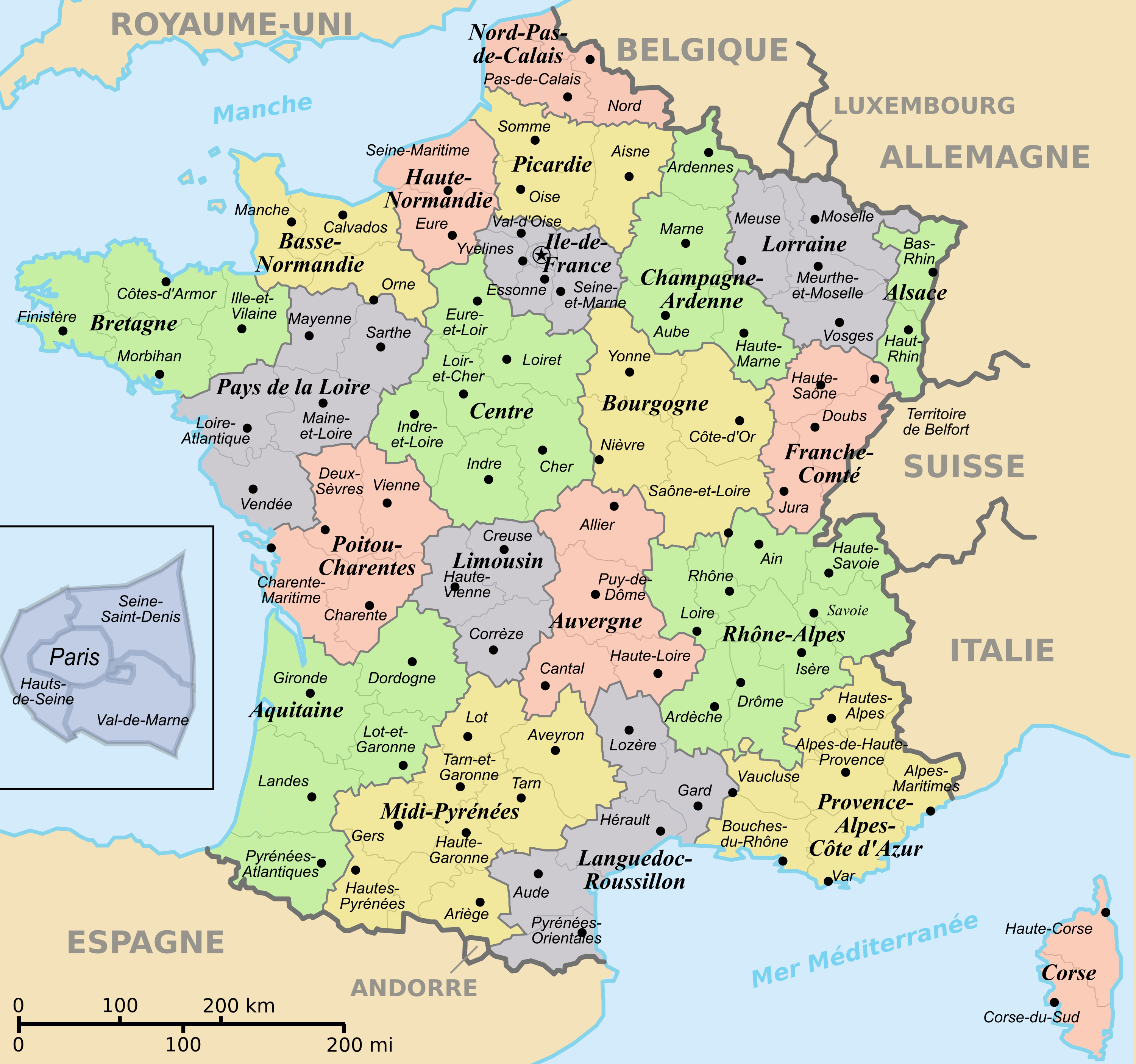 Carte De France Divisions Regions Departements Et Villes Images 0487