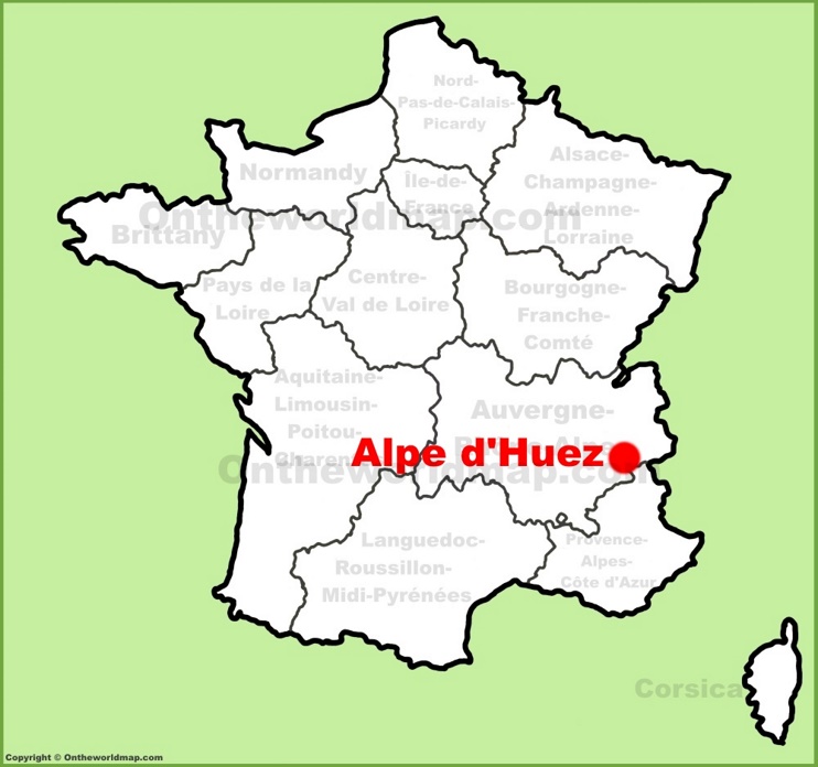 Alpe d'Huez location on the France map