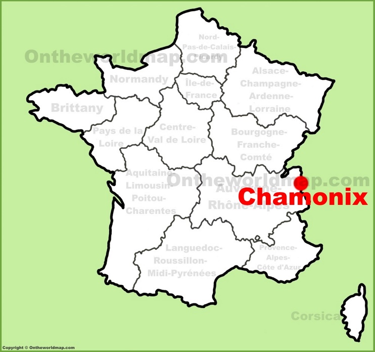 Chamonix location on the France map