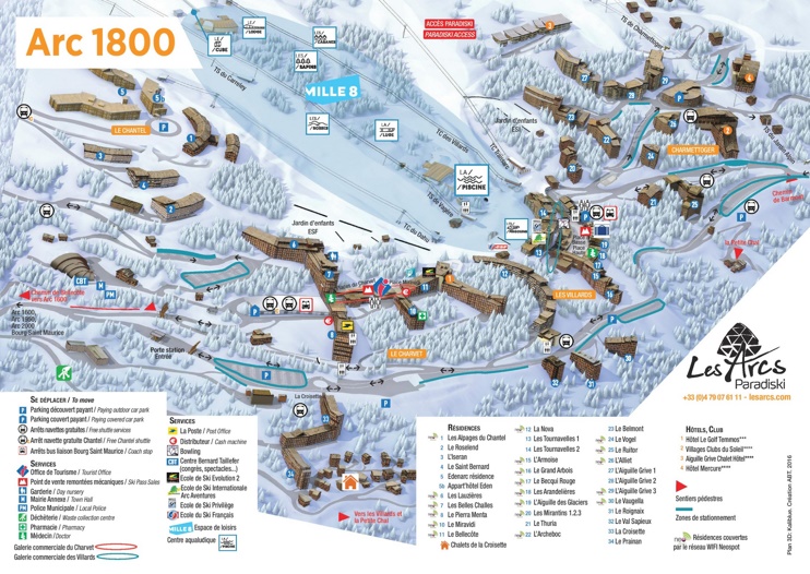 Les Arcs 1800 map
