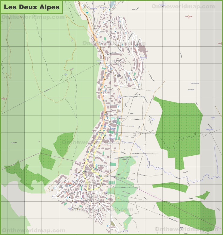 Large detailed map of Les Deux Alpes