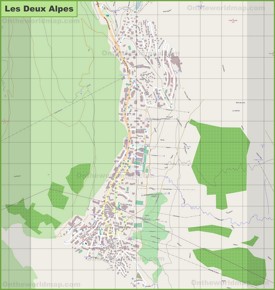 Large detailed map of Les Deux Alpes