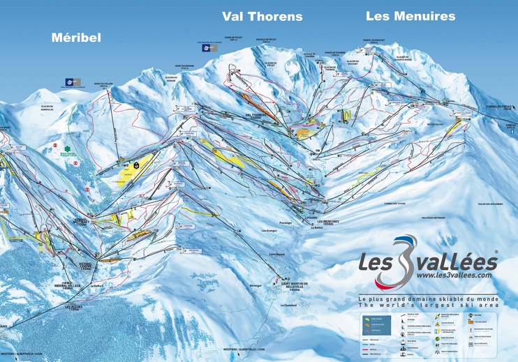 Les Menuires, Méribel and Val Thorens ski map