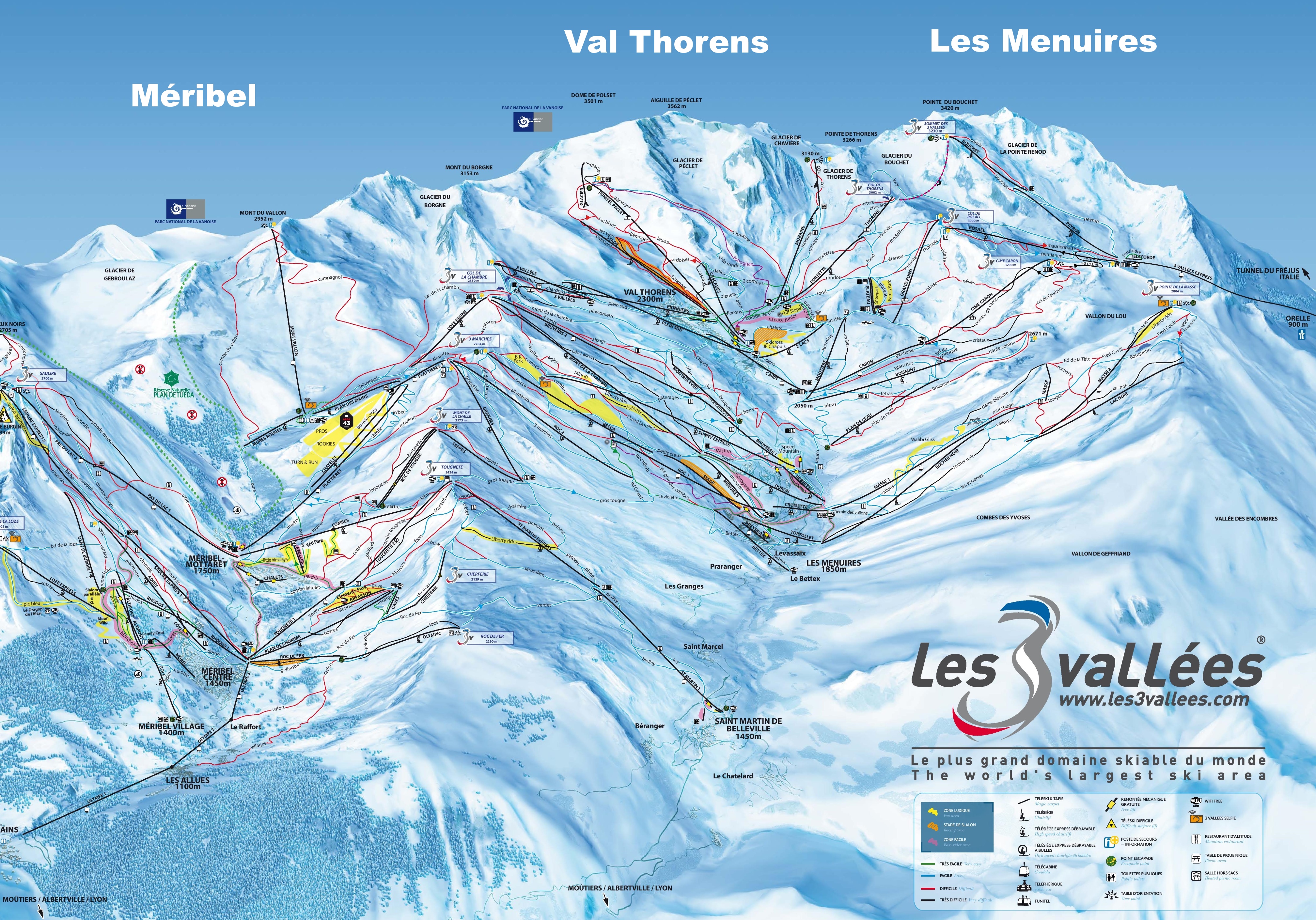 Les Menuires M ribel And Val Thorens Ski Map Les Menuires M ribel And Val Thorens Ski Map