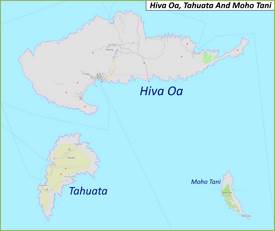 Hiva Oa, Tahuata And Moho Tani Map