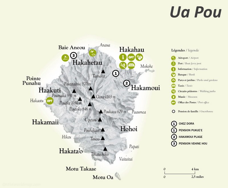 Ua Pou Tourist Map