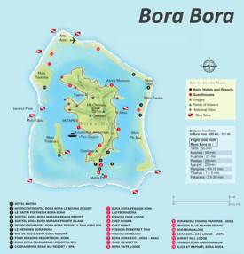 Bora Bora Hotels And Attractions Map